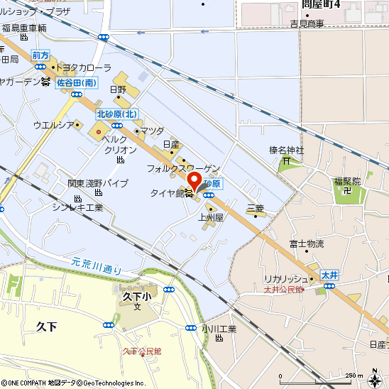 タイヤ館 熊谷付近の地図